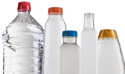Bottiglie di plastica PET per confezionare alimenti e bevande.